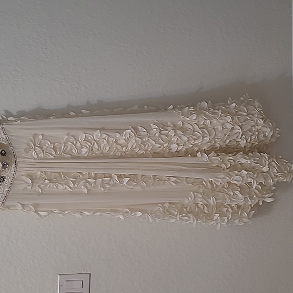 Sue Wong Nocturne Silk Dress Elegant Cream Floral Dress Wedding Party Size 10 - Picture 10 of 15